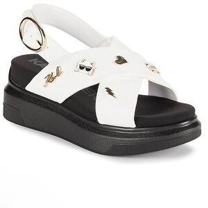 KARL LAGERFELD PARIS Tilda Graphic Pin Sandals NWOT